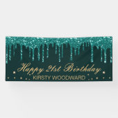 Glamour Aquamarin Driving Glitzer Geburtstag Banner (Horizontal)
