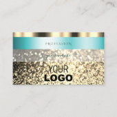 Glamour Aquamarin Gold Sparkling Glitzer mit Logo Visitenkarte (Vorderseite)
