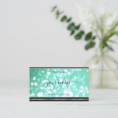 Glamour Aquamariner Glitzer Initials Black Silver Visitenkarte (Stehend Vorderseite)