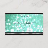 Glamour Aquamariner Glitzer Initials Black Silver Visitenkarte (Vorderseite)