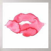 Glamour Aquarellfarbe Rosa Lippenfarbe Poster (Vorne)