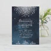 Glamour Art Deco Blue Quinceanera Einladung (Stehend Vorderseite)