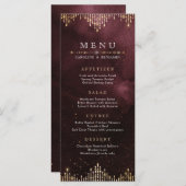 Glamour Art Deco Burgund Menükarte (Vorne/Hinten)