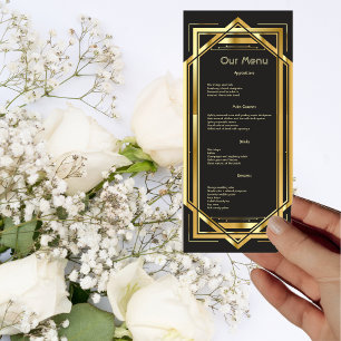 Glamour Art Deco Gold Vintages DiNner Menü Menükarte