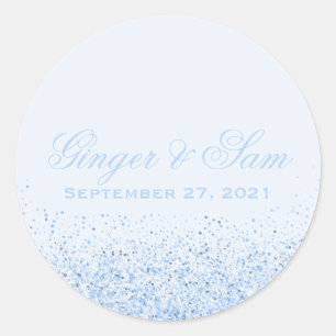 Glamour Baby Blue Glitzer Wedding Stickers