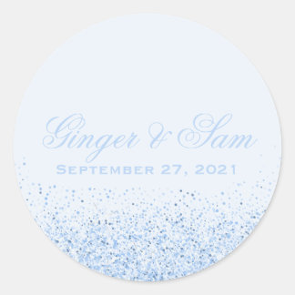 Glamour Baby Blue Glitzer Wedding Stickers