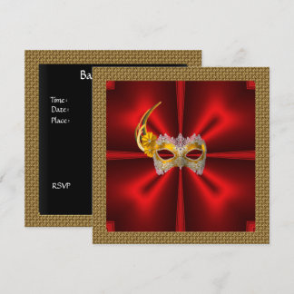 Glamour-Ball-Einladung Elegant Rot Schwarz Gold Einladung