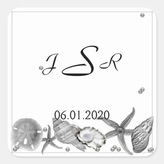 Glamour Beach in Silver Monogram Aufkleber (Vorderseite)