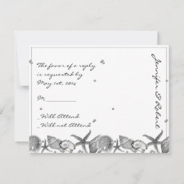 Glamour Beach in Silver Response Card RSVP Karte