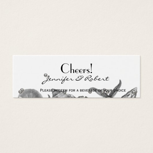 Glamour Beach in Silver Wedding Drinks Tickets (Vorderseite)