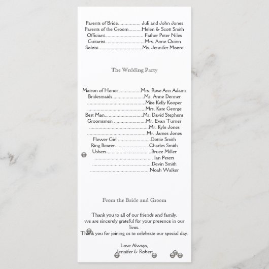 Glamour Beach in Silver Wedding Programm (Rückseite)