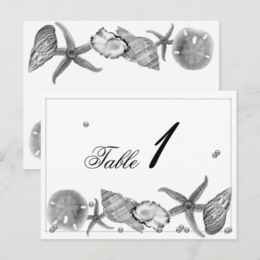 Glamour Beach in Silver Wedding Tischnummer (Vorne/Hinten)