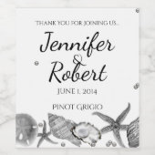 Glamour Beach in Silver Wine Label Weinetikett (Einzelnes Label)