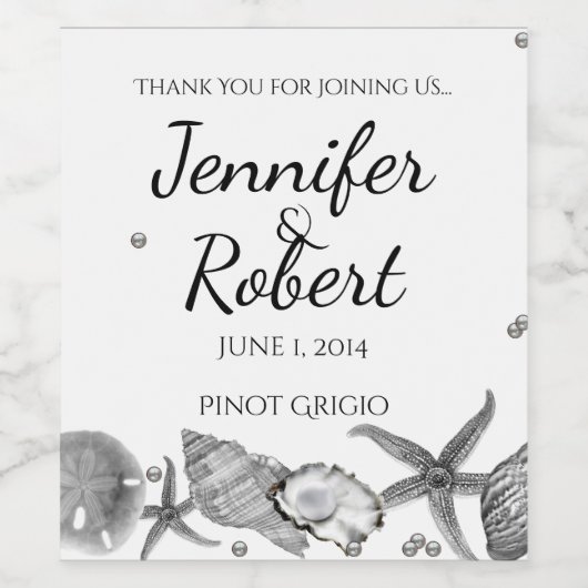 Glamour Beach in Silver Wine Label Weinetikett (Einzelnes Label)