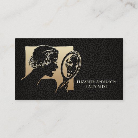 Glamour Beautician Black and Gold Leopard Visitenkarte (Vorderseite)