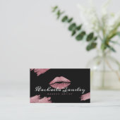 Glamour Beauty Black & Pink Lip Makeup Artist Visitenkarte (Stehend Vorderseite)