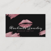 Glamour Beauty Black & Pink Lip Makeup Artist Visitenkarte (Vorderseite)