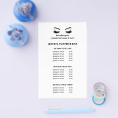 Glamour beeindruckend EYELASH SALON SERVICE LIST Flyer (Einzeln)