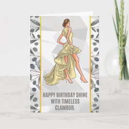 "Glamour Birthday Card - Elegante Mode Karte