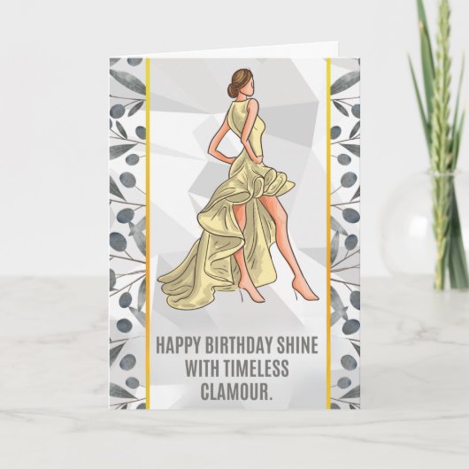 "Glamour Birthday Card - Elegante Mode Karte (Vorderseite)