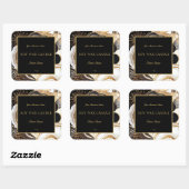 Glamour Black and Gold Abstrakt Marbour Agate Quadratischer Aufkleber (Blatt)