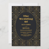 Glamour Black and Gold Art Deco Hochzeit Einladung (Vorderseite)