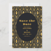 Glamour Black and Gold Art Deco Hochzeit Save The Date (Vorderseite)