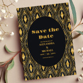 Glamour Black and Gold Art Deco Hochzeit Save The Date