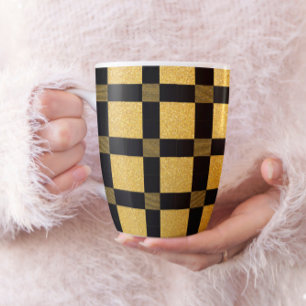Glamour Black and gold Bufallo karierte Muster Kaffeetasse