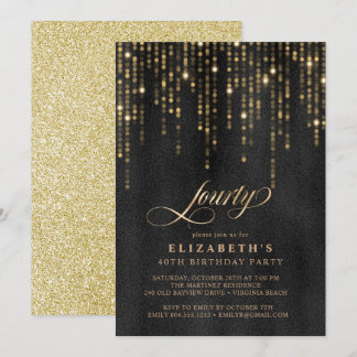 Glamour Black and Gold Geburtstagsparty Einladung