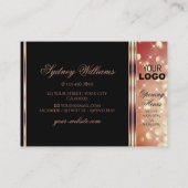 Glamour Black and Rose Gold Sparkor Glitzer Logo Visitenkarte (Rückseite)