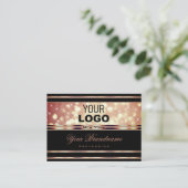 Glamour Black and Rose Gold Sparkor Glitzer Logo Visitenkarte (Stehend Vorderseite)