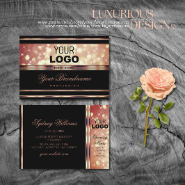 Glamour Black and Rose Gold Sparkor Glitzer Logo Visitenkarte