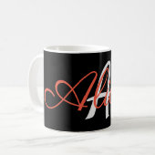 Glamour Black and White Monogram Custom Kaffeetasse (Vorderseite Links)