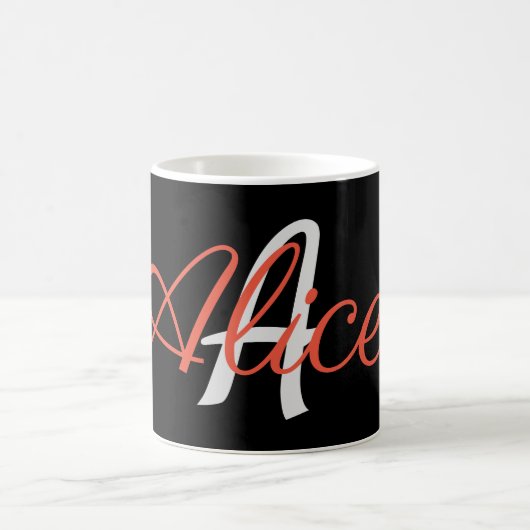 Glamour Black and White Monogram Custom Kaffeetasse (Mittel)