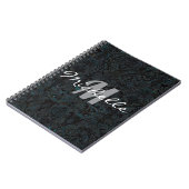 Glamour Black and White Monogram Spiral Notizblock (Linke Seite)