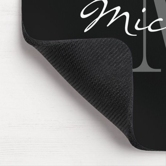 Glamour black and white name monogram mouse pad mousepad (Ecke)