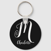 Glamour Black and White Script Monogram Name
