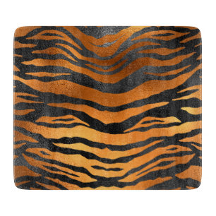 Glamour Black Brown Tiger Stripes Animal Print Schneidebrett