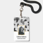 Glamour Black Funkelnd Glitzer Sequins Kuh Printin Ausweis (Vorderseite mit Lanyard)