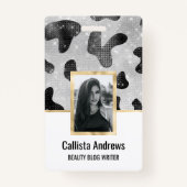 Glamour Black Funkelnd Glitzer Sequins Kuh Printin Ausweis (Vorderseite)