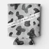 Glamour Black Funkelnd Glitzer Sequins Kuh Printin Dosenkühler (Vorderseite)