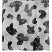 Glamour Black Funkelnd Glitzer Sequins Kuh Printin Duschvorhang (Vorderseite)