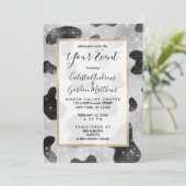 Glamour Black Funkelnd Glitzer Sequins Kuh Printin Einladung (Stehend Vorderseite)