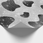 Glamour Black Funkelnd Glitzer Sequins Kuh Printin Geschenkpapier (Ecke)
