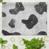 Glamour Black Funkelnd Glitzer Sequins Kuh Printin Geschirrtuch (Gefaltet)