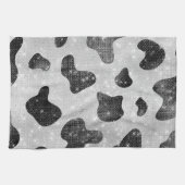 Glamour Black Funkelnd Glitzer Sequins Kuh Printin Geschirrtuch (Horizontal)