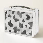 Glamour Black Funkelnd Glitzer Sequins Kuh Printin Metall Brotdose (Rückseite)