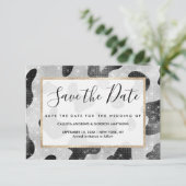 Glamour Black Funkelnd Glitzer Sequins Kuh Printin Save The Date (Stehend Vorderseite)