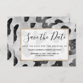 Glamour Black Funkelnd Glitzer Sequins Kuh Printin Save The Date (Vorne/Hinten)